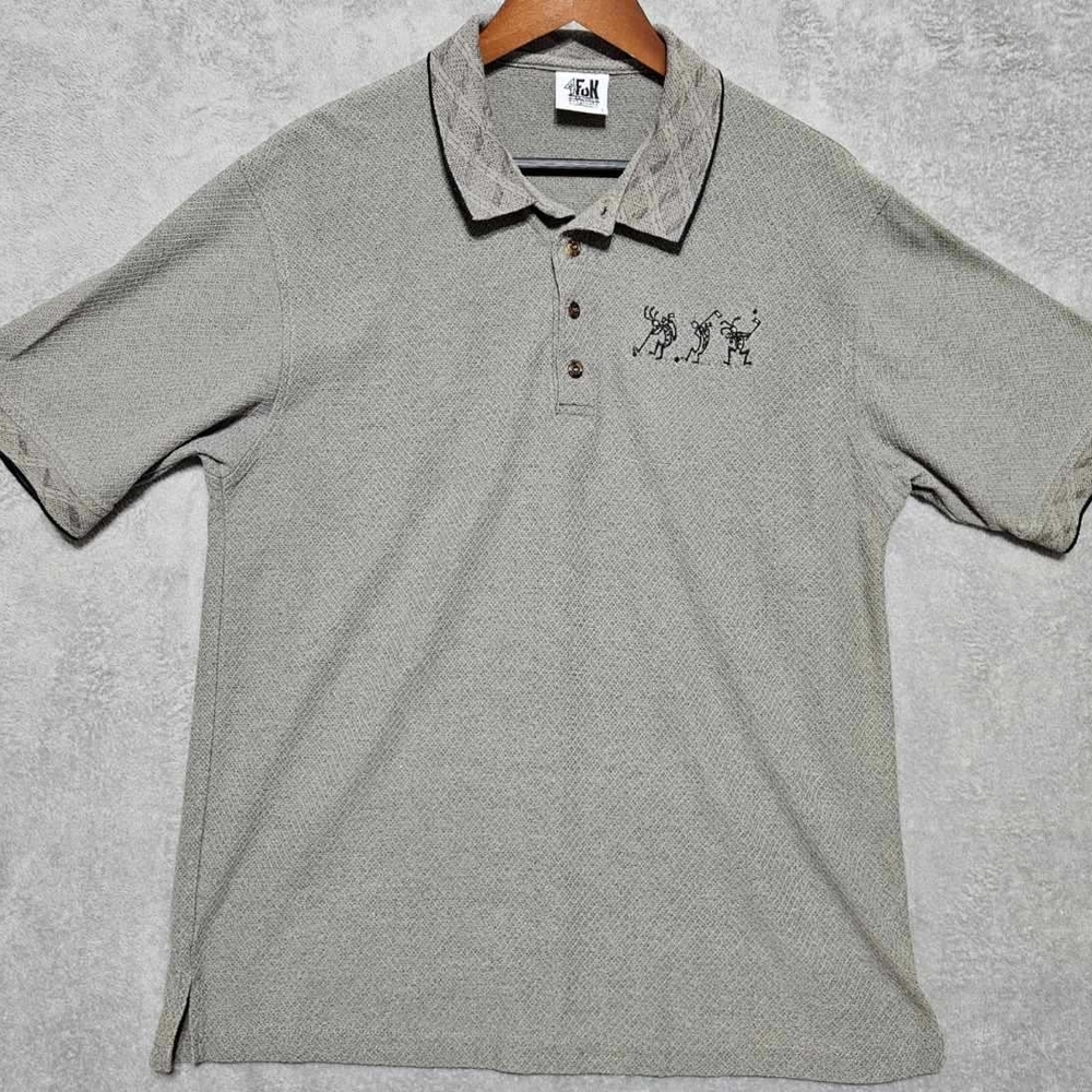 4 Fun Originals Pullover Polo Shirt L Golf Graphics VTG Cotton Made In USA